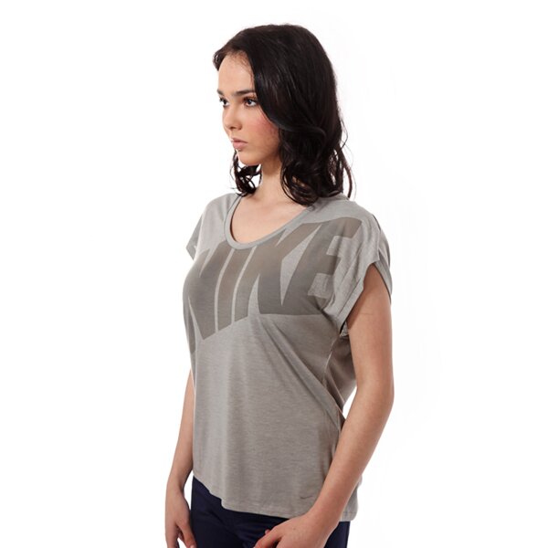 Koszulka damska NIKE T-SHIRT CLUB BOXY TEE LOGO 637553063 kolor szary