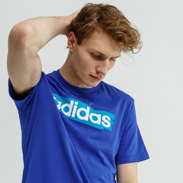 Koszulka męska ADIDAS T-SHIRT SS E LIN BRUSH T dv3052 kolor niebieski