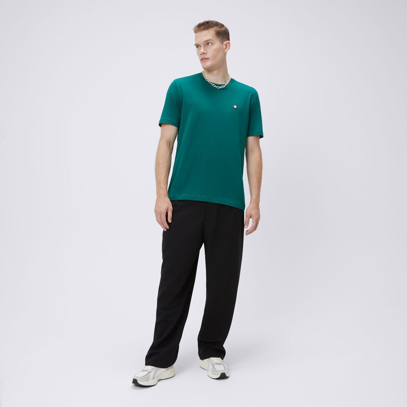 Koszulka męska CHAMPION T-SHIRT CREWNECK TEE 220453gs571 kolor zielony