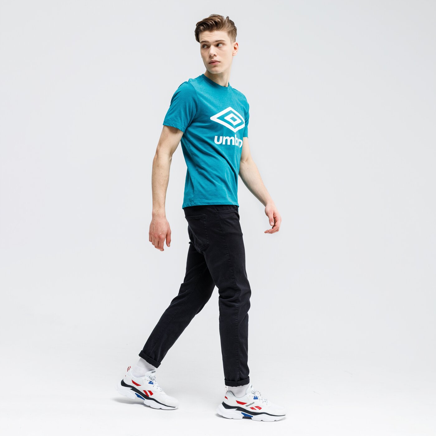 Koszulka męska UMBRO T-SHIRT FW LARGE LOGO COTTON 65352u-hw8 kolor zielony