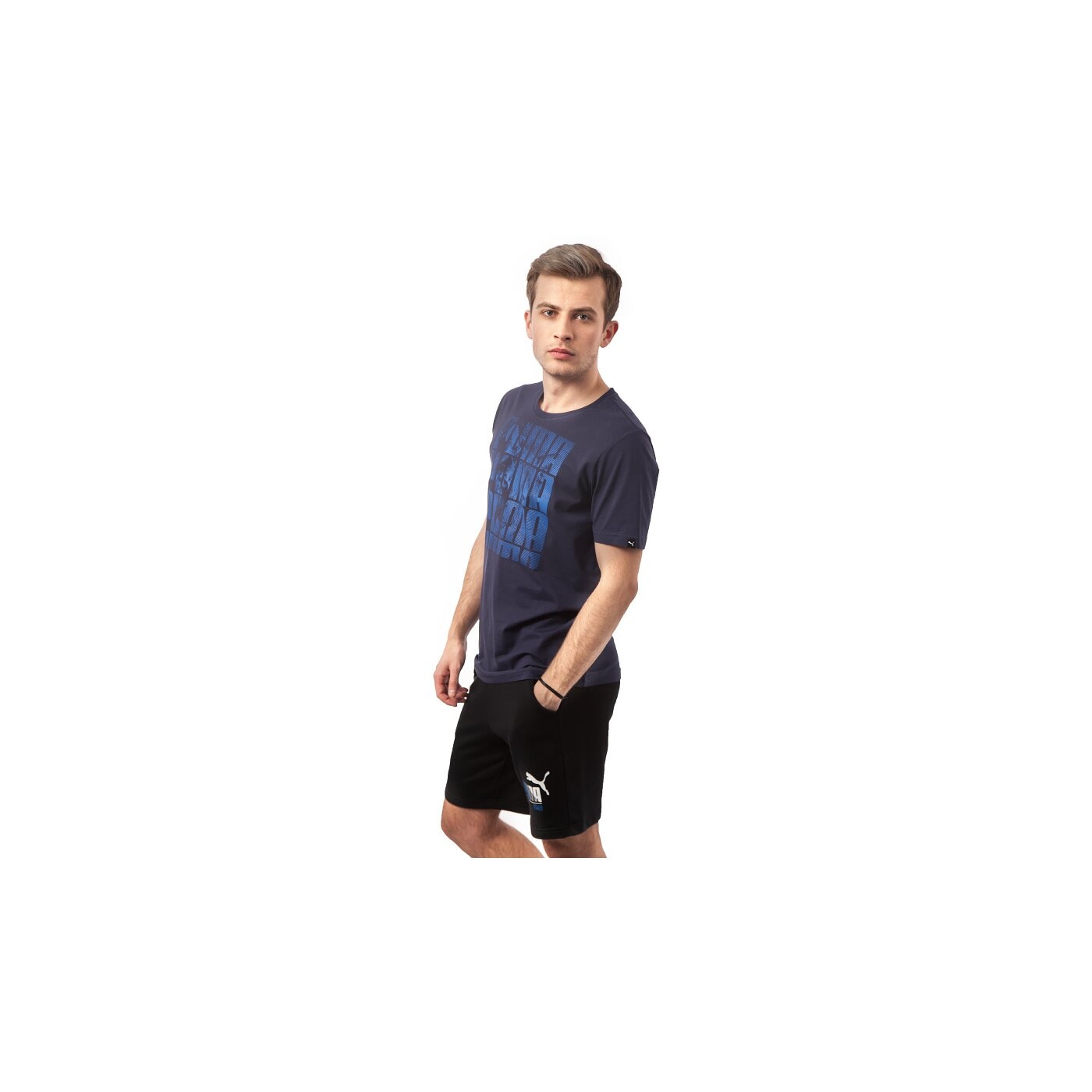Koszulka męska PUMA T-SHIRT HIDING CAT TEE 83243106 kolor granatowy