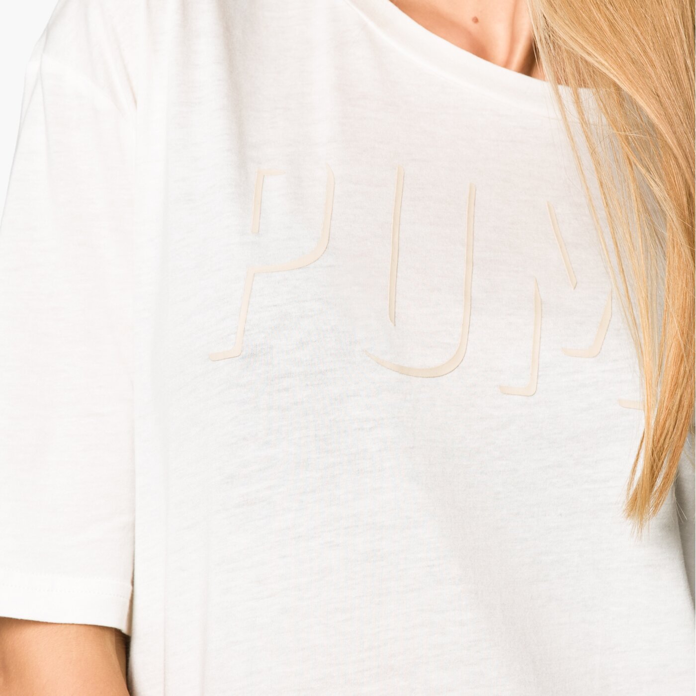 Koszulka damska PUMA T-SHIRT SS FUSION ELONGATED W 59236021 kolor biały