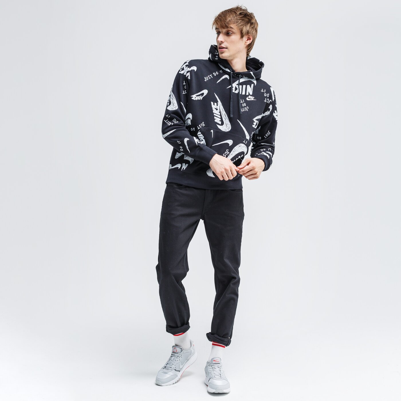 Bluza męska NIKE BLUZA Z KAPTUREM CLUB PO BB AOP1 cu4341-010 kolor czarny