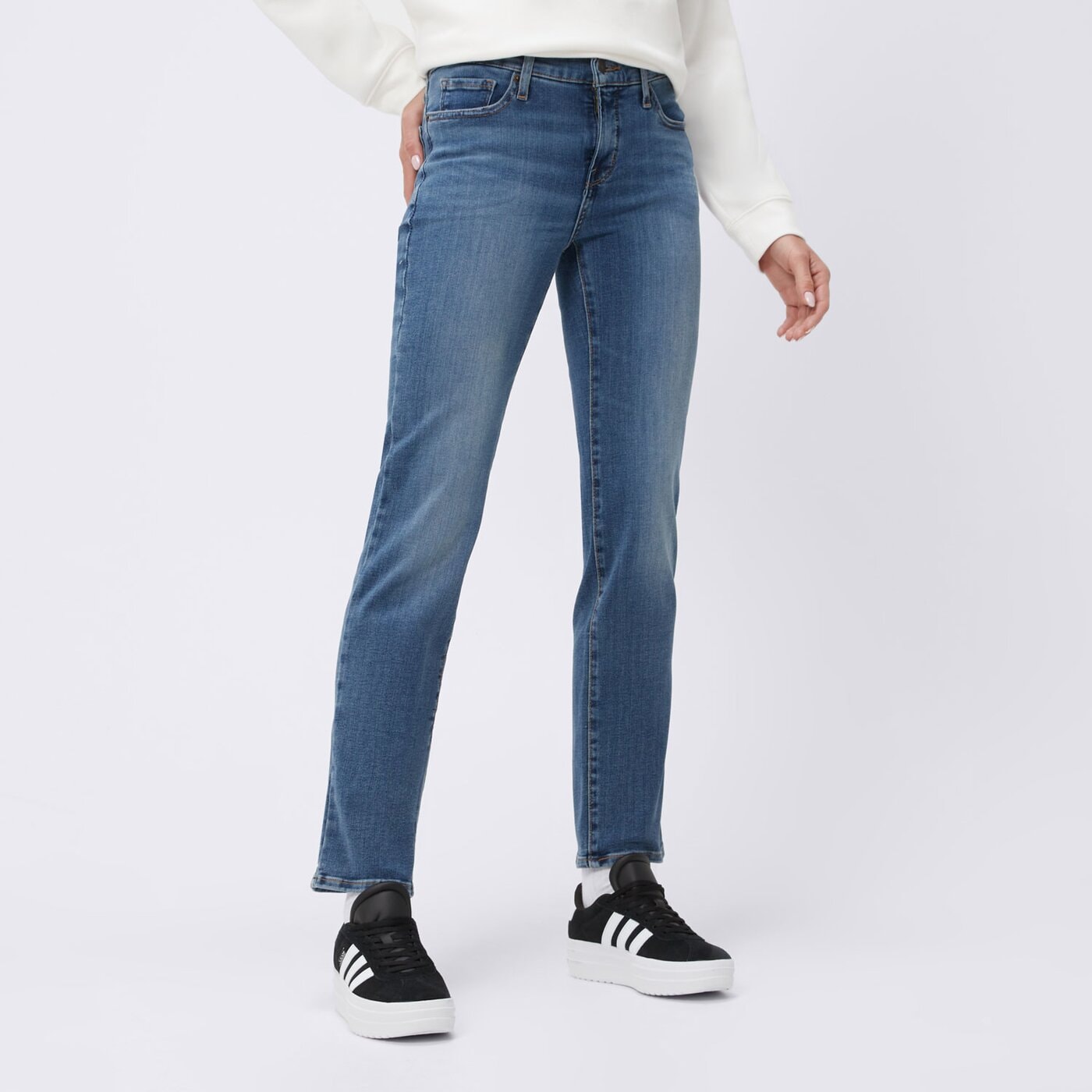 Spodnie dresowe damskie LEVI'S SPODNIE 314 SHAPING STRAIGHT 19631-0238 kolor niebieski