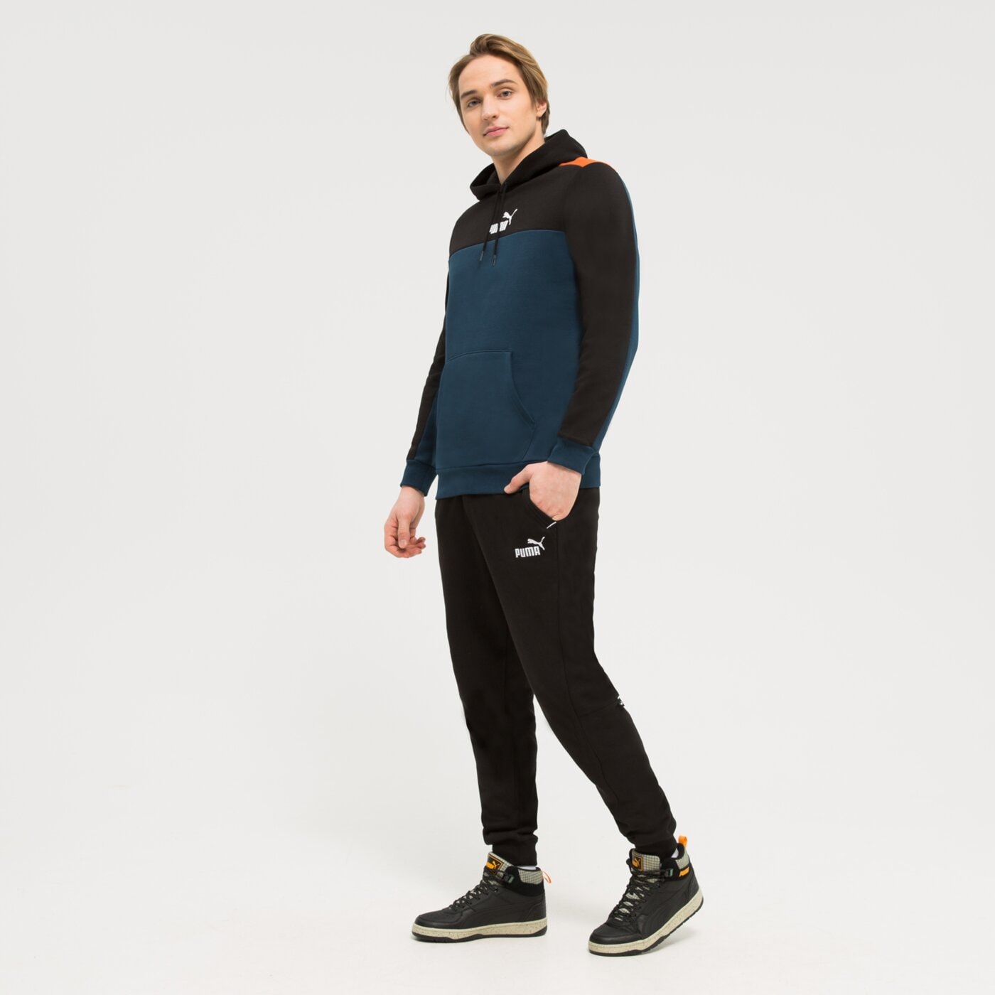 Bluza męska PUMA BLUZA Z KAPTUREM ESS+ BLOCK FL 849036 73 kolor niebieski