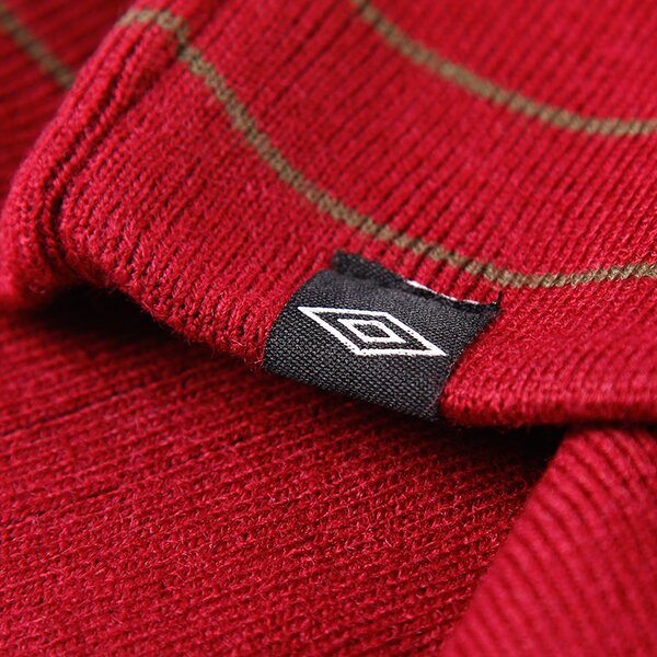 Czapka zimowa damska UMBRO CZAPKA NARROW STRIPES BEANIE DRK RED/KHAKI ul33cau12b kolor bordowy
