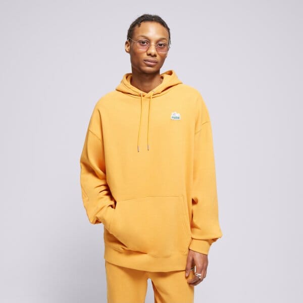 Bluza męska PUMA BLUZA Z KAPTUREM T7 FOR THE FANBASE SUPER 62503691 kolor pomarańczowy