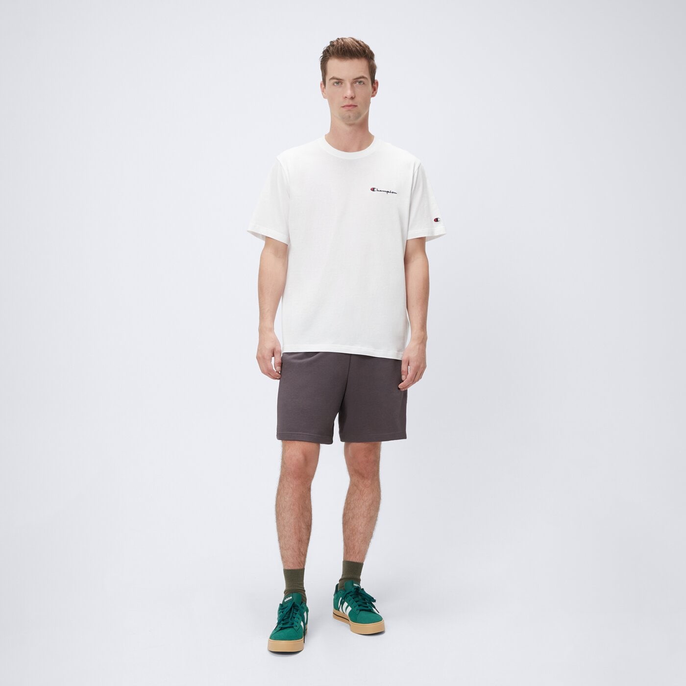 Koszulka męska CHAMPION T-SHIRT SS EMBROIDERED SMALL LOGO 221778_ww001 kolor biały