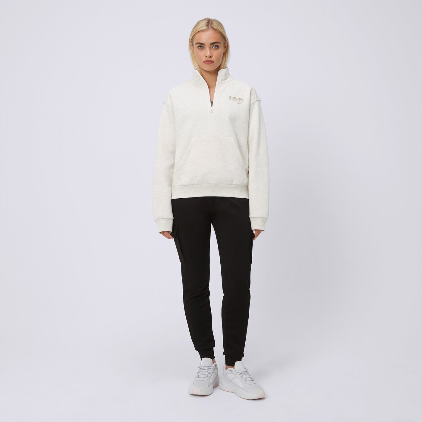 Bluza damska REEBOK BLUZA ROZPINANA RIE 1/4 ZIP 100075402 kolor beżowy