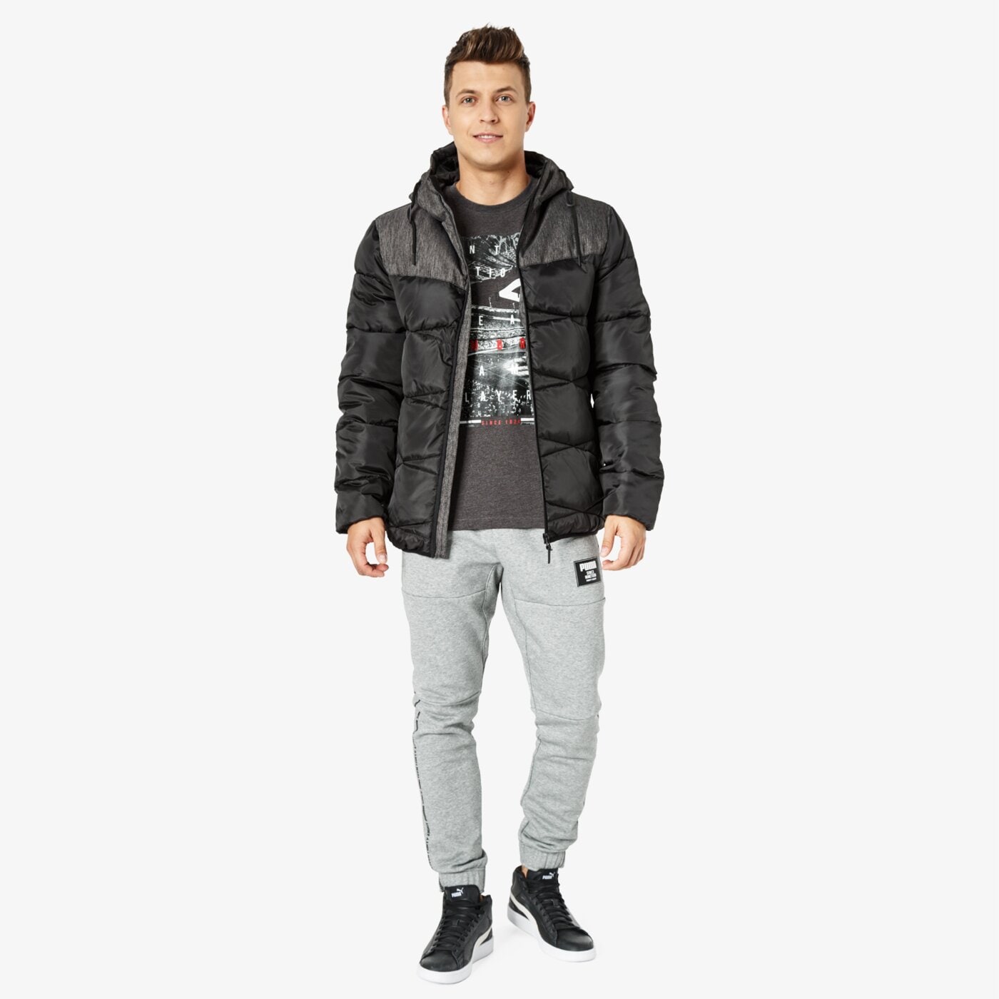 Spodnie dresowe męskie PUMA SPODNIE REBEL BLOCK FL CL 85240303 kolor szary