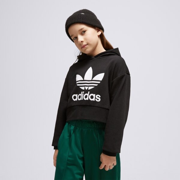 Bluza dziecięca ADIDAS BLUZA Z KAPTUREM CROPPED GIRL ij9719 kolor czarny