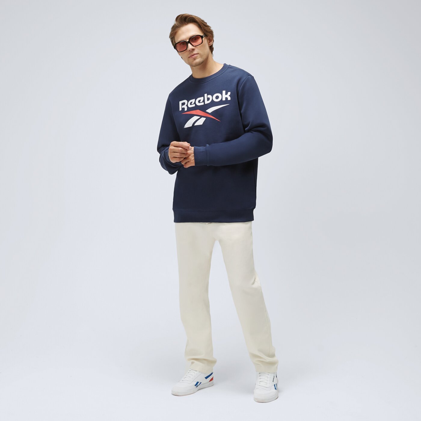 Bluza męska REEBOK BLUZA RI FLC BIG LOGO CREW h54795 kolor granatowy