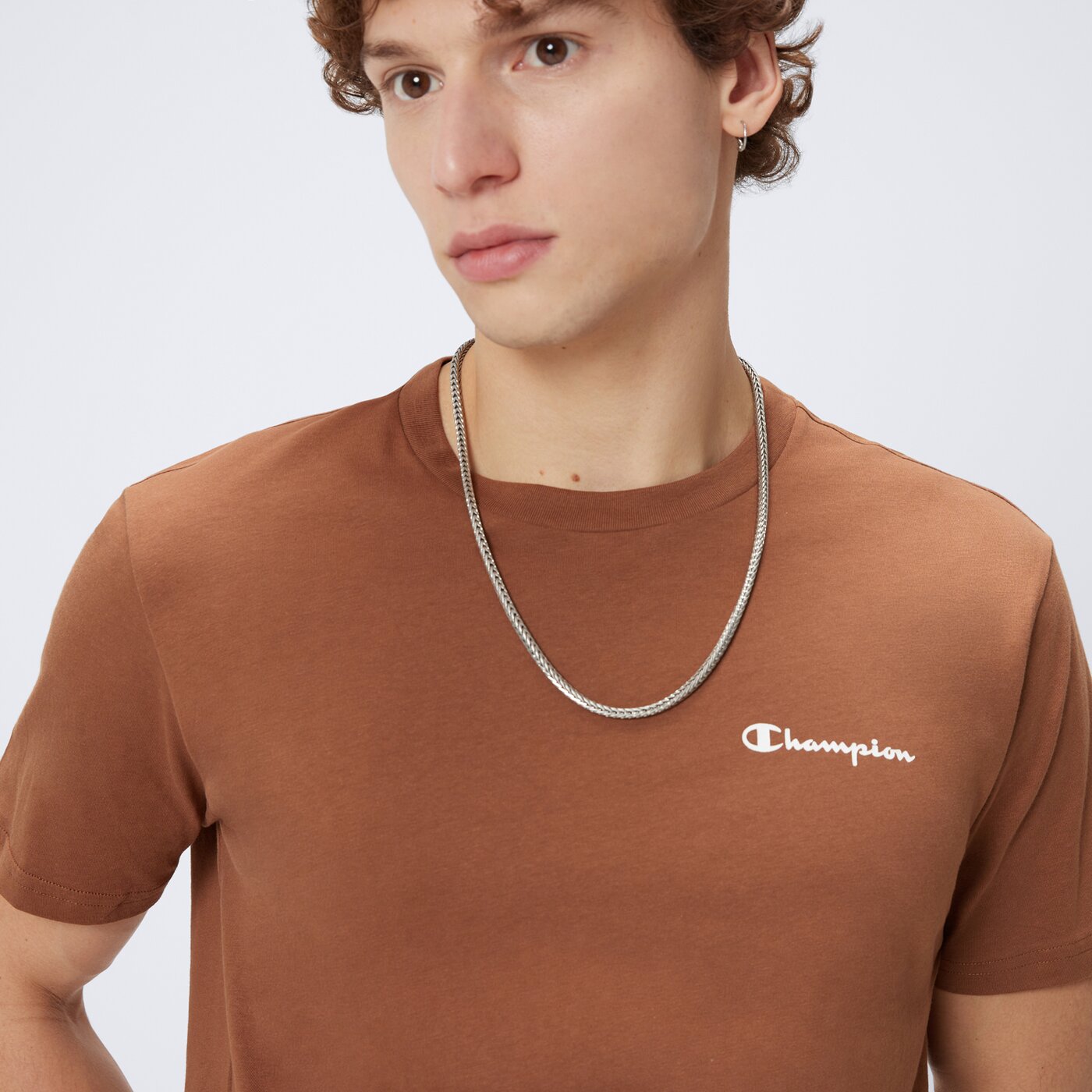 Koszulka męska CHAMPION T-SHIRT CREWNECK T-SHIRT 218281ms519 kolor brązowy