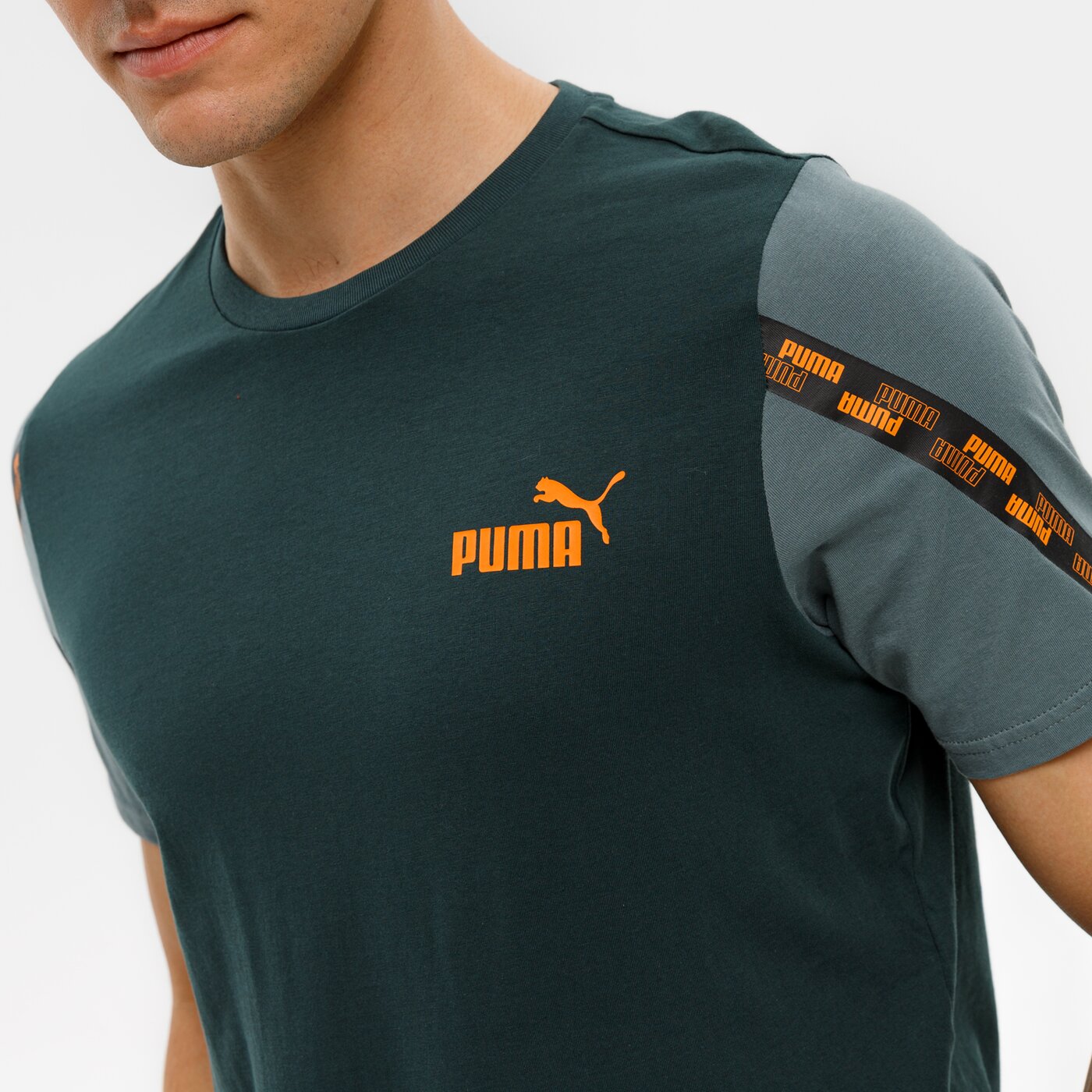 Koszulka męska PUMA T-SHIRT SS POWER TAPE 589391 80 kolor zielony