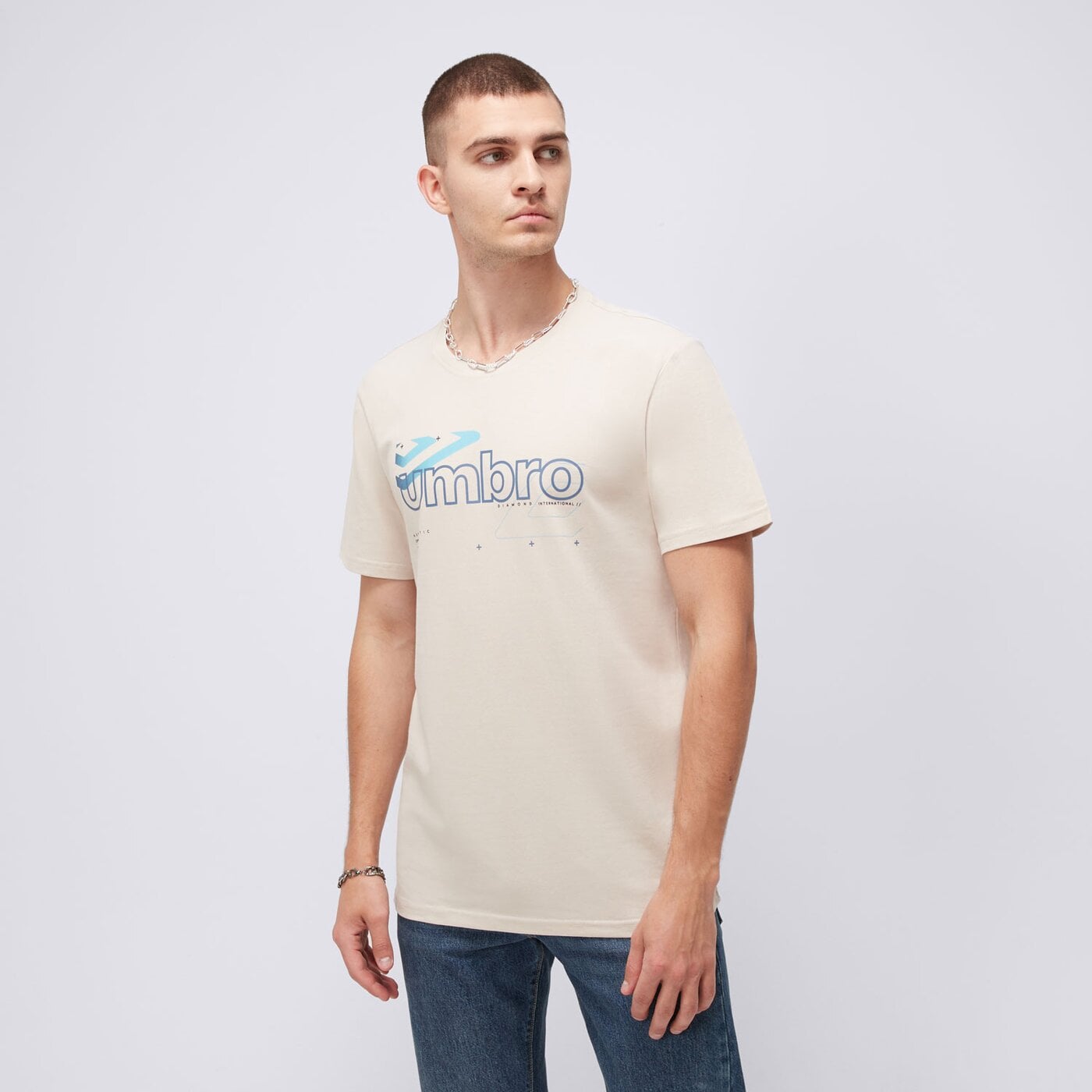Koszulka męska UMBRO T-SHIRT ESS LINEAR LOGO ul125tsm01002 kolor beżowy