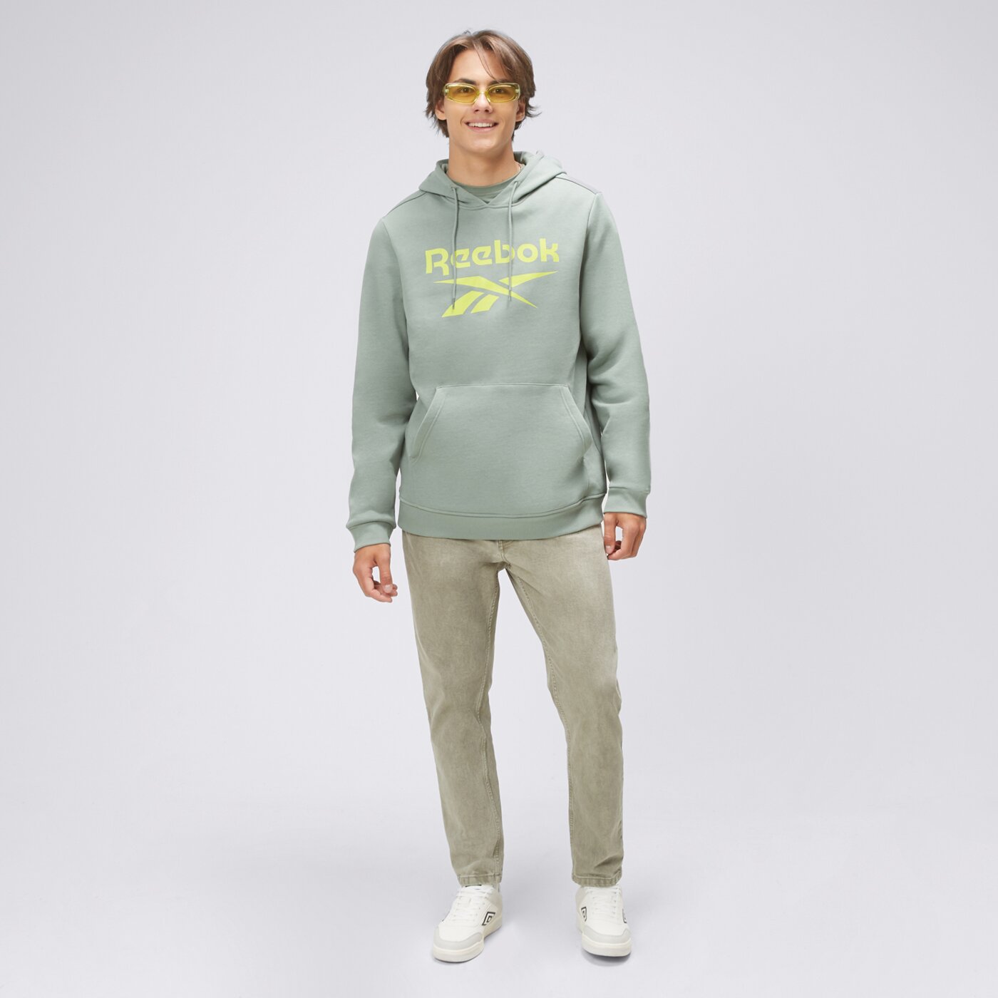 Bluza męska REEBOK BLUZA Z KAPTUREM RI FLC BIG LOGO h54807 kolor zielony