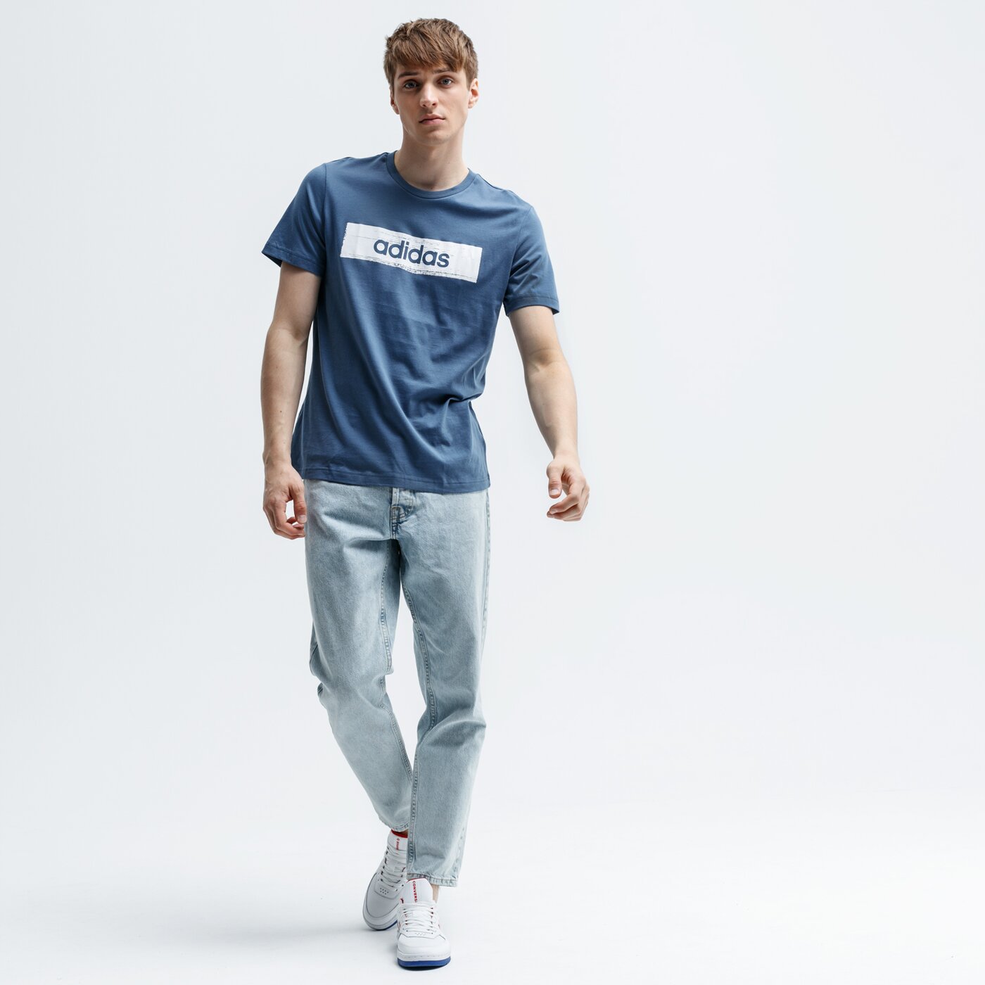 Koszulka męska ADIDAS T-SHIRT SS M BOX GRFX T 2 ei4597 kolor niebieski