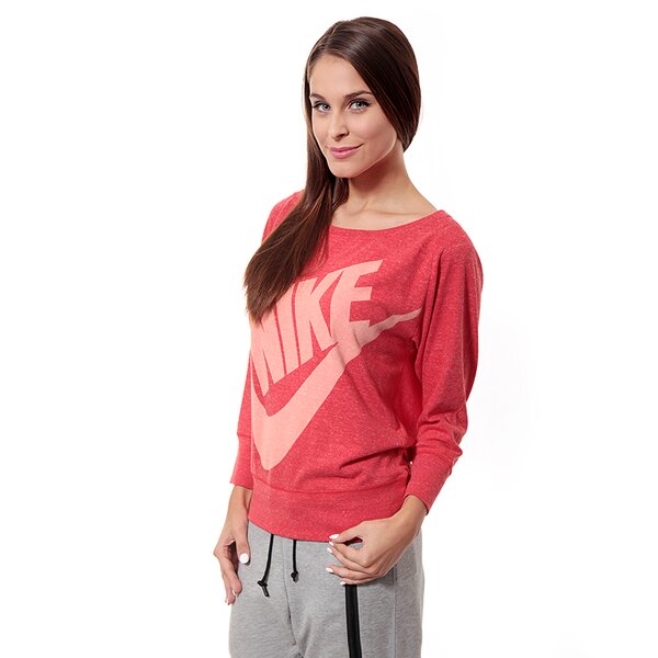 Koszulka damska NIKE T-SHIRT L\S GYM VINTAGE CREW 614805660 kolor czerwony