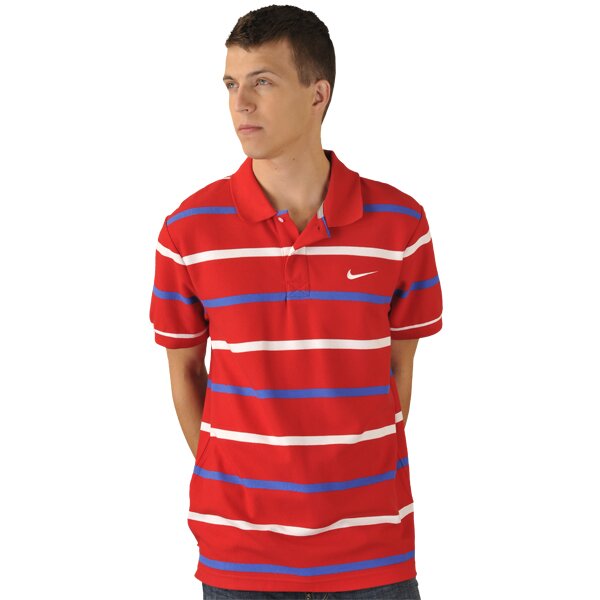 Koszulka polo męska NIKE POLO CLASSIC PIQUE STRIPE 412170631 kolor czerwony