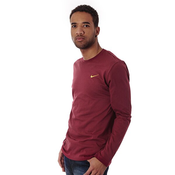 Koszulka męska NIKE T-SHIRT NIKE TEE-LS EMBRD SWOOSH 1 549751677 kolor bordowy