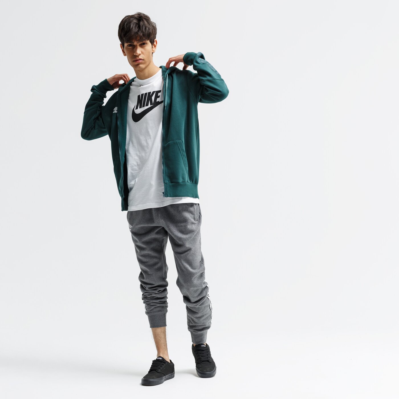 Spodnie dresowe męskie UMBRO SPODNIE FLEECE WITH CUFF TAPING 55194u-77n kolor szary