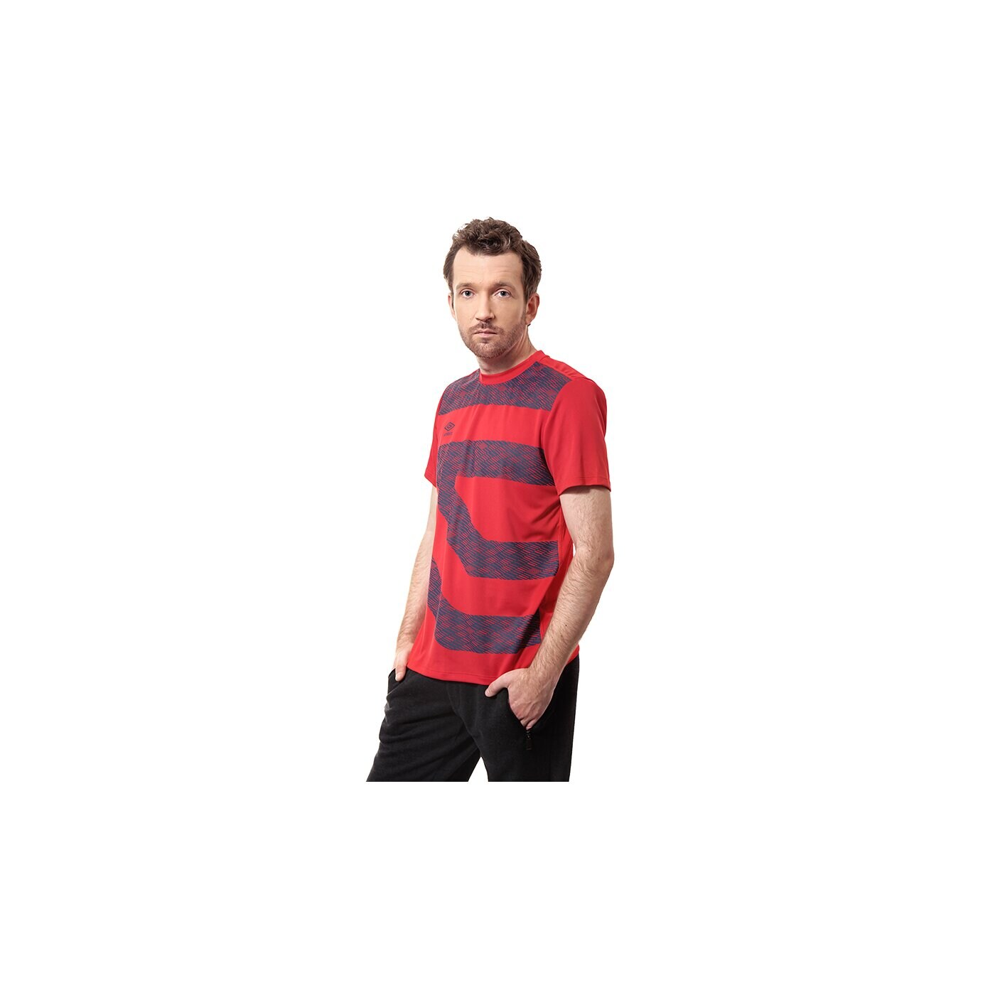 Koszulka męska UMBRO T-SHIRT TRAINING DIAMOND GRAPHIC POLY TEE 62571u7ra kolor czerwony
