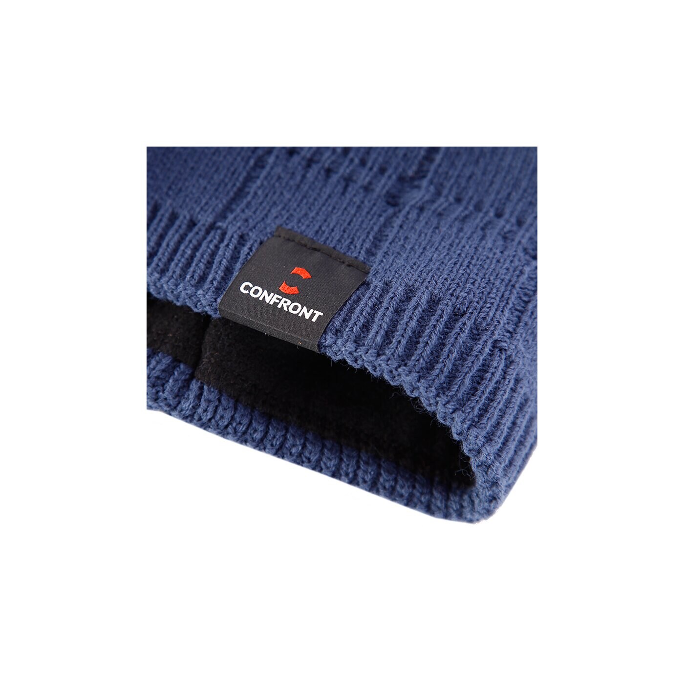 Czapka zimowa męska CONFRONT CZAPKA Z CHECKED CLASSIC BEANIE DENIM cf33cam02 kolor granatowy