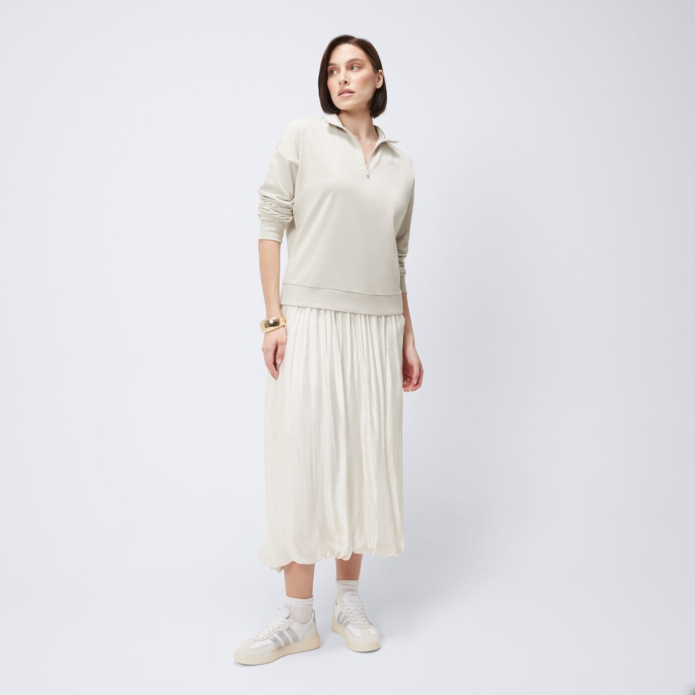 Bluza damska ADIDAS BLUZA W SL FT QZ jd9959 kolor beżowy