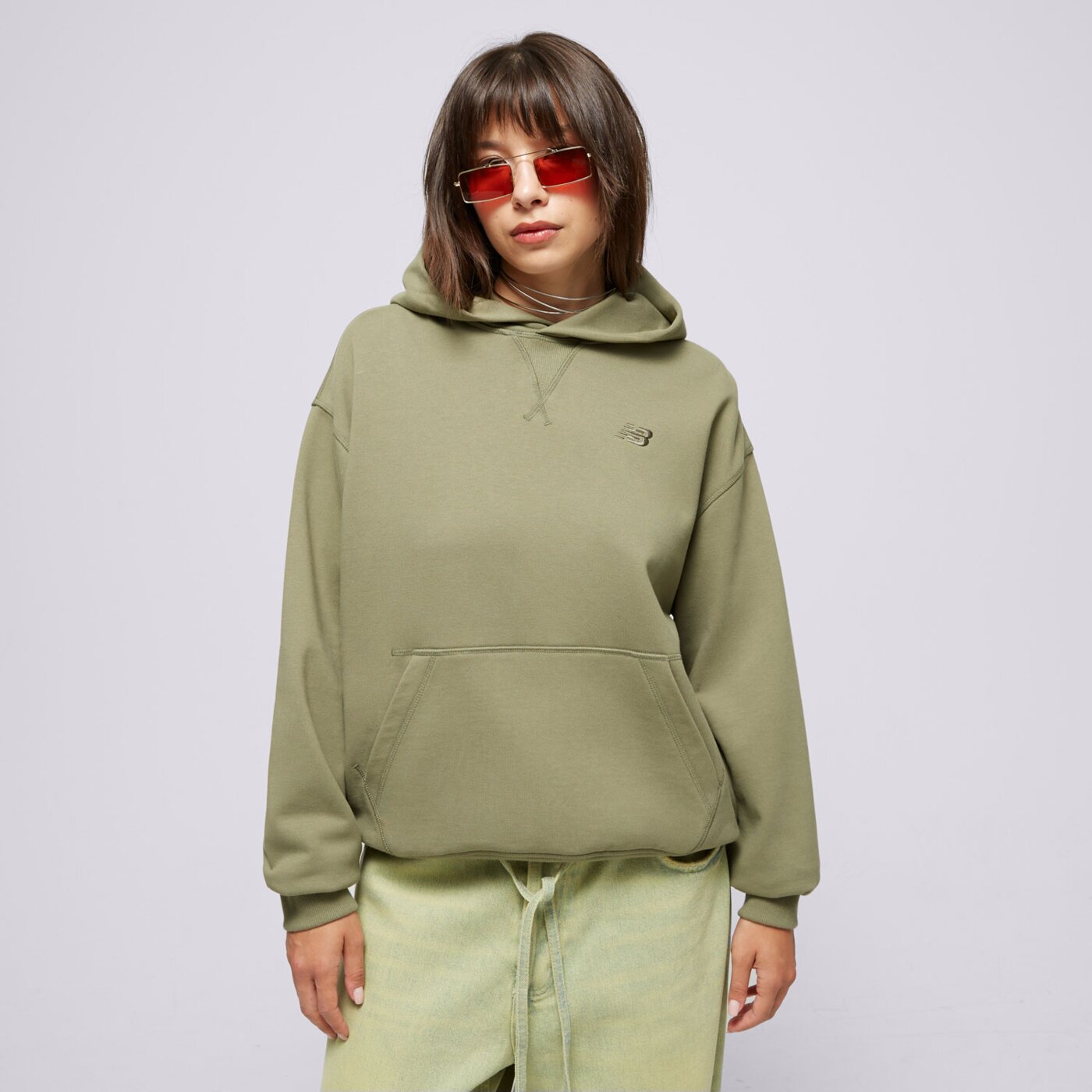 Bluza damska NEW BALANCE BLUZA Z KAPTUREM ATHLETICS FT wt41537dek kolor khaki