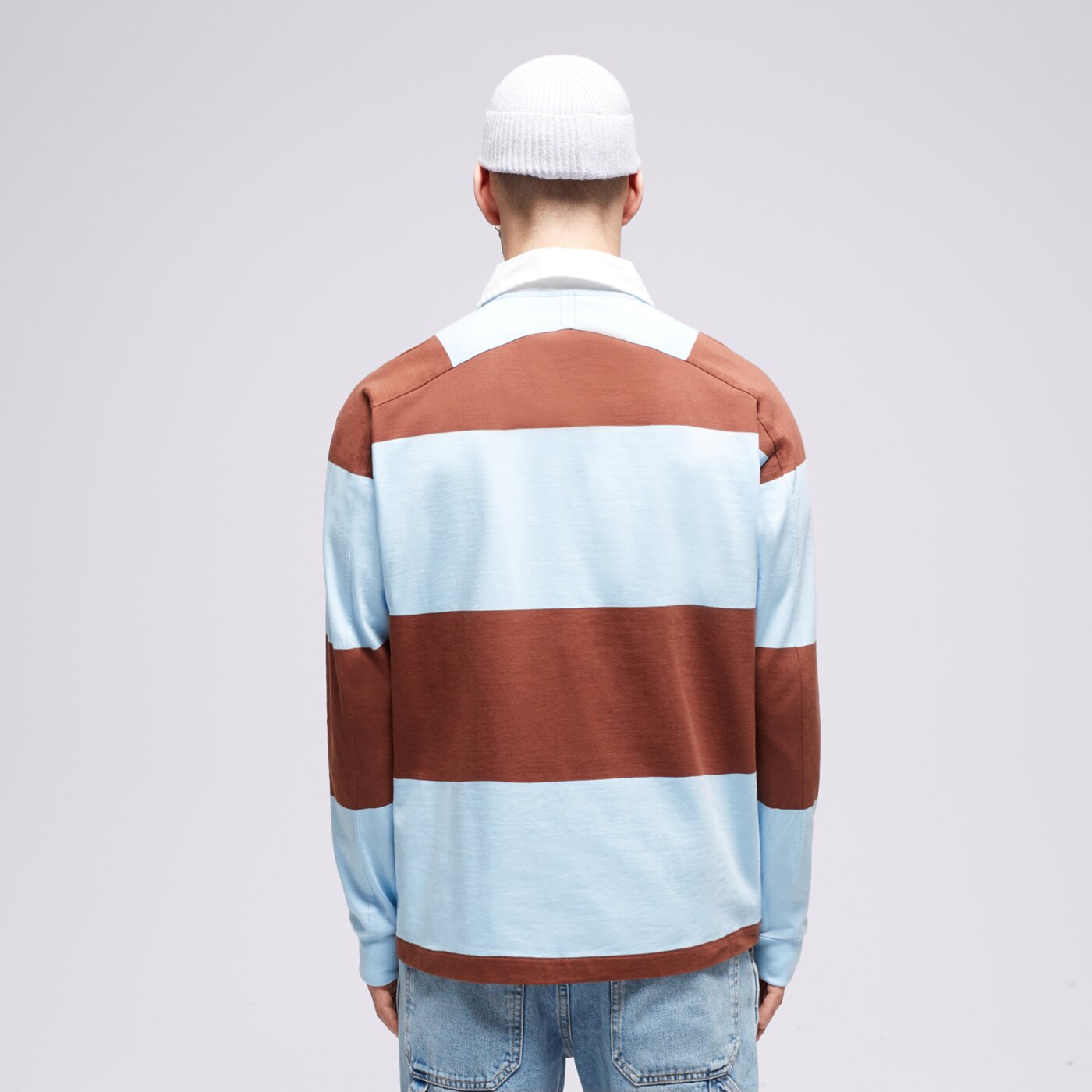 Koszulka polo męska CHAMPION T-SHIRT STRIPED POLO 219181bs151 kolor brązowy