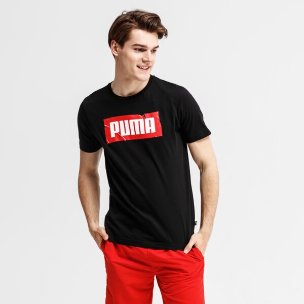 Koszulka męska PUMA T-SHIRT SS PUMA WORDING 85407201 kolor czarny