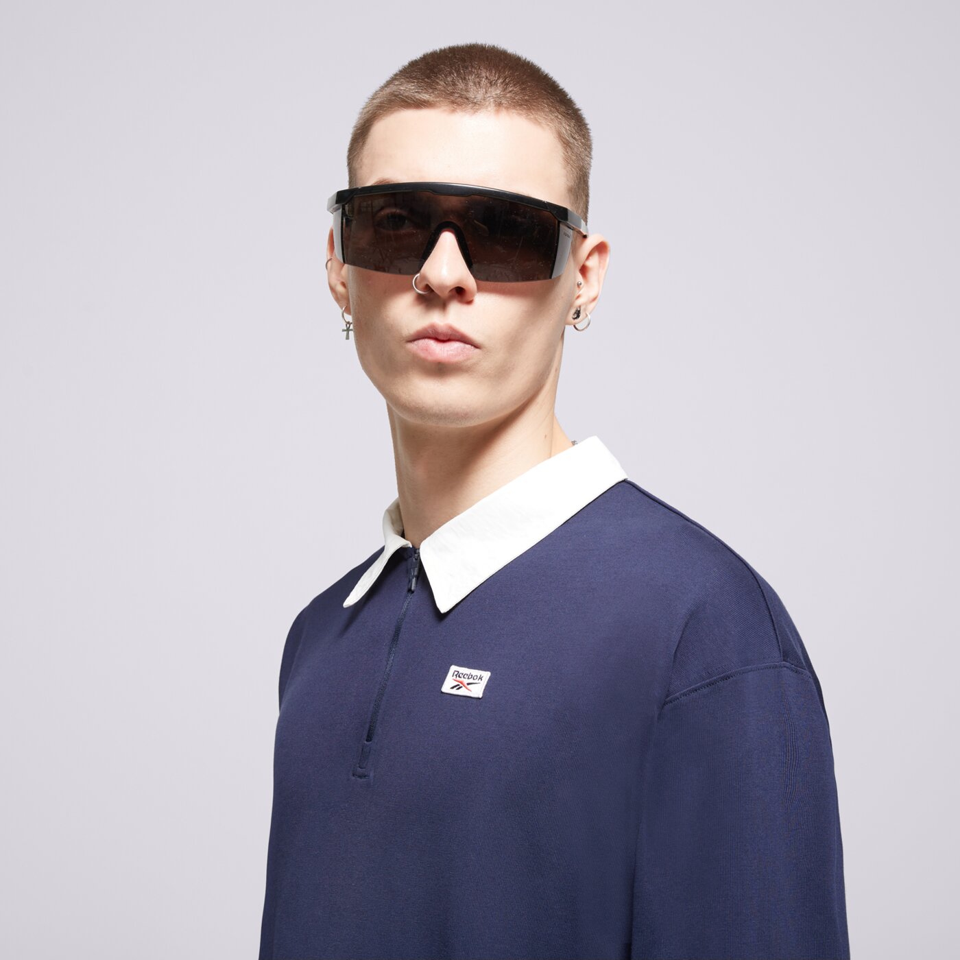 Koszulka polo męska REEBOK POLO COURT SPORT QUARTER ZIP 100075580 kolor granatowy