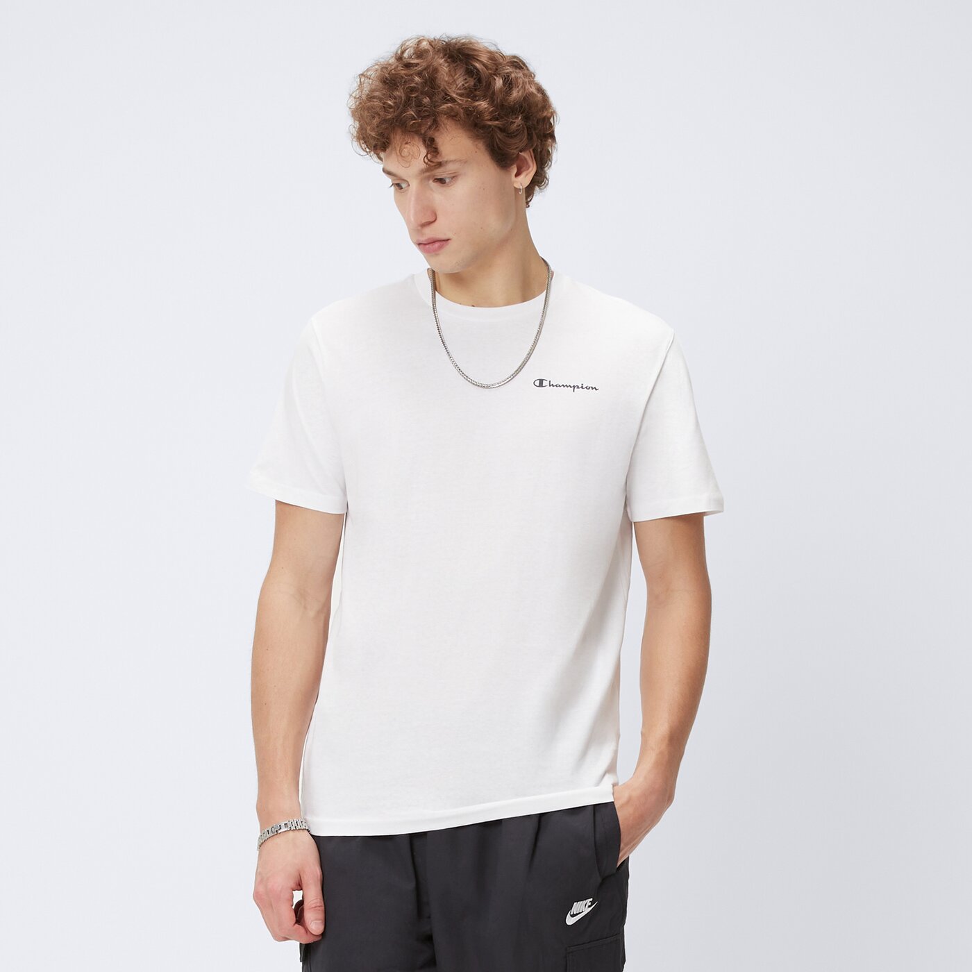 Koszulka męska CHAMPION T-SHIRT CREWNECK T-SHIRT 218281ww001 kolor biały