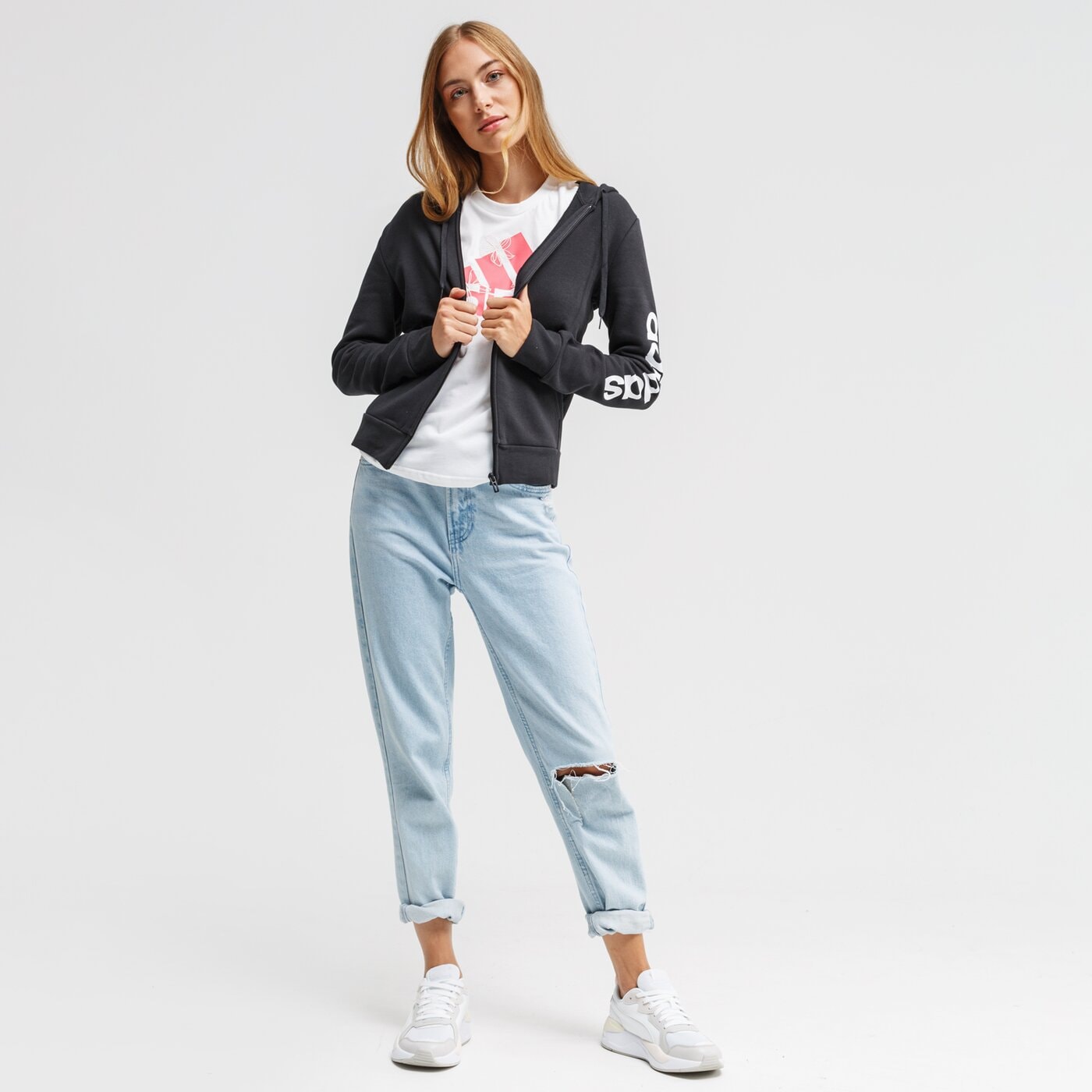 Bluza damska ADIDAS BLUZA ROZPINANA Z KAPTUREM W E LIN FZHD dp2417 kolor czarny