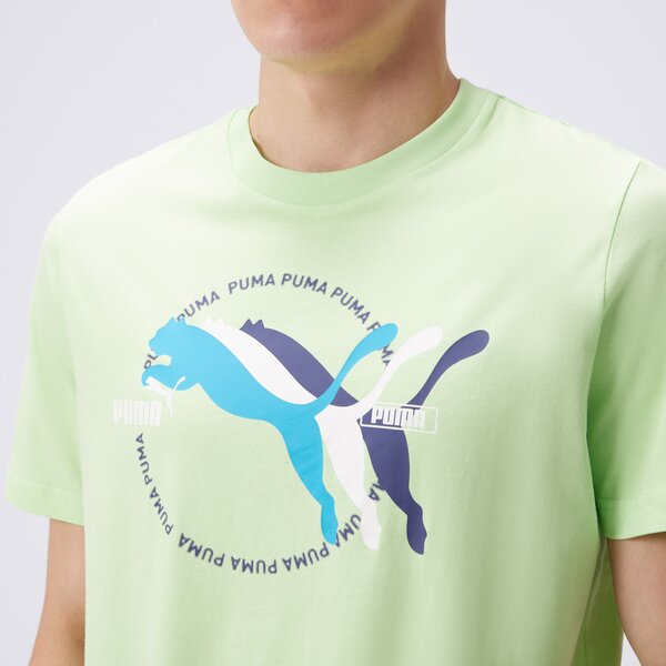 Koszulka męska PUMA T-SHIRT GRAPHICS MULTIPLE CAT LOGO 68482649 kolor zielony