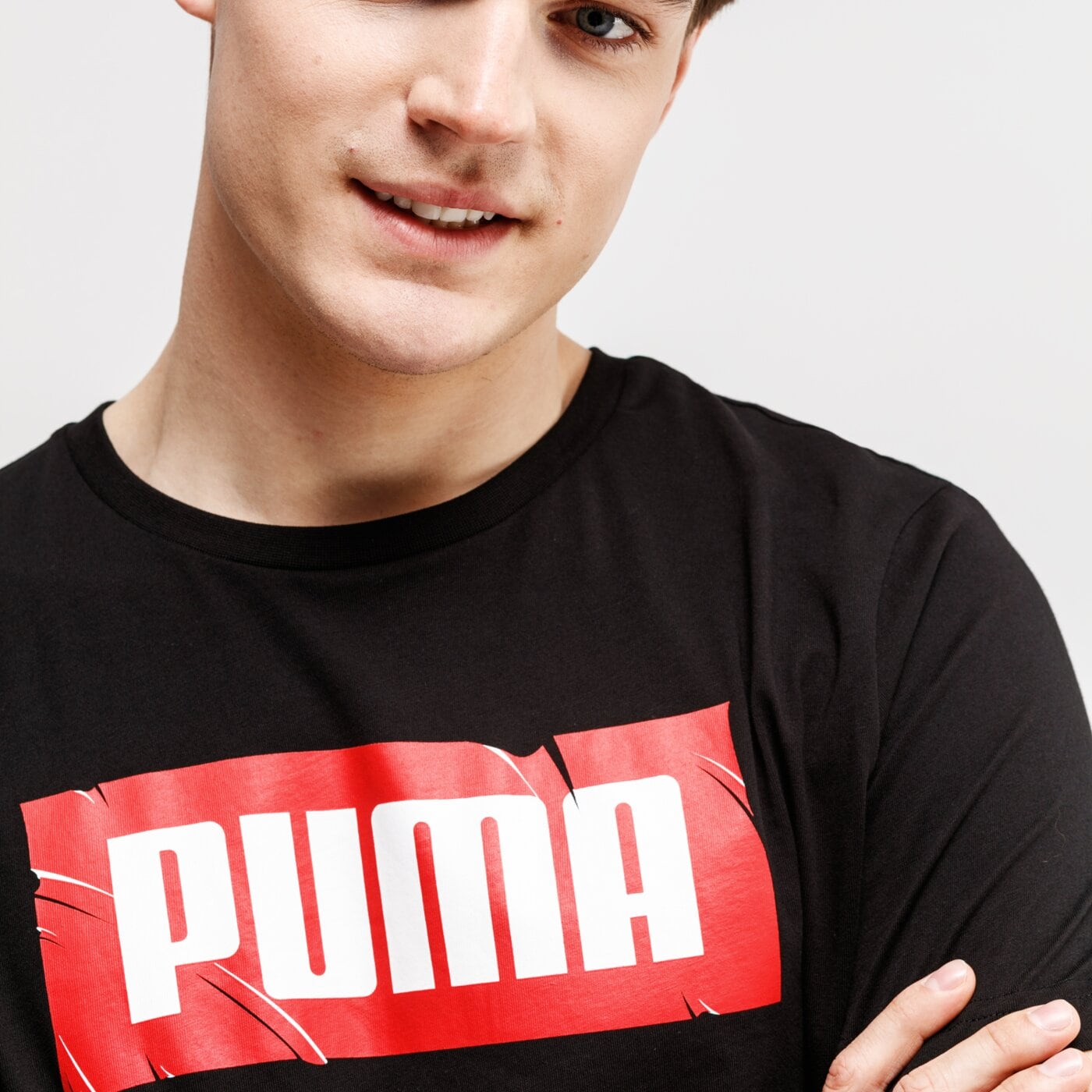 Koszulka męska PUMA T-SHIRT SS PUMA WORDING 85407201 kolor czarny