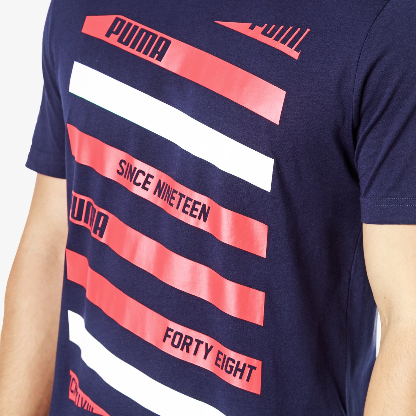 Koszulka męska PUMA T-SHIRT SS LINES GRAPHIC 85154506 kolor granatowy