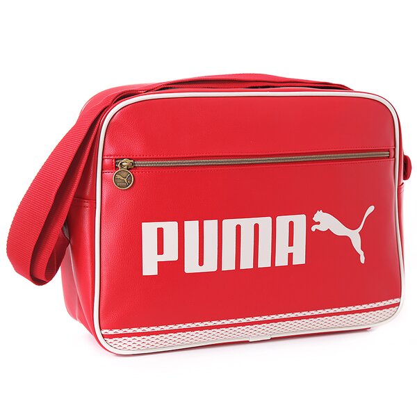 Torba sportowa damska PUMA TORBA CAMPUS REPORTER HAUTE RED-SILVER BIRCH 7174408 kolor czerwony