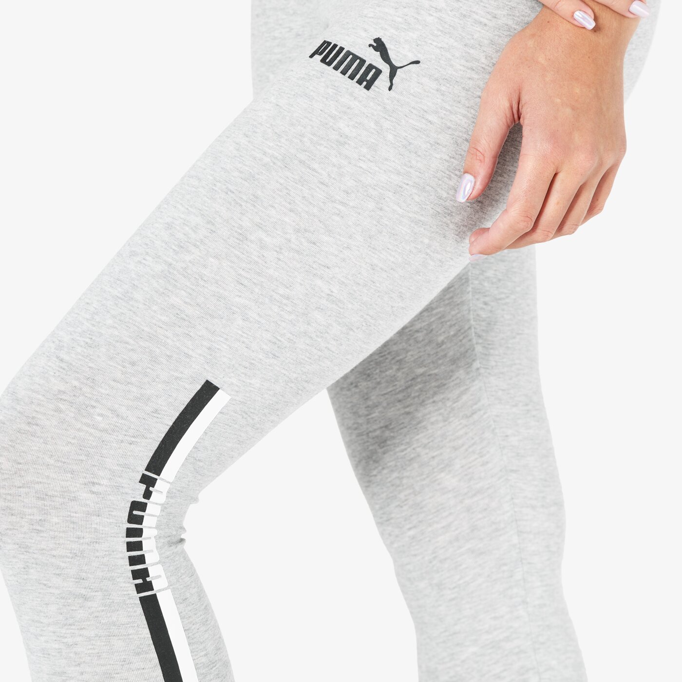 Spodnie dresowe damskie PUMA LEGGINGS ELEVATED ESS TAPE 85214104 kolor szary