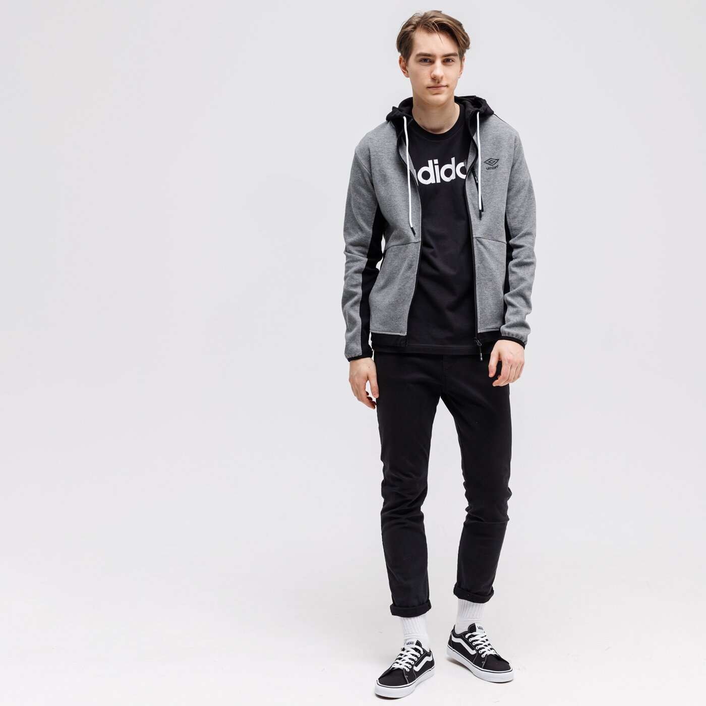 Bluza męska UMBRO BLUZA ROZPINANA Z KAPTUREM ALEK ul121blm39002 kolor szary