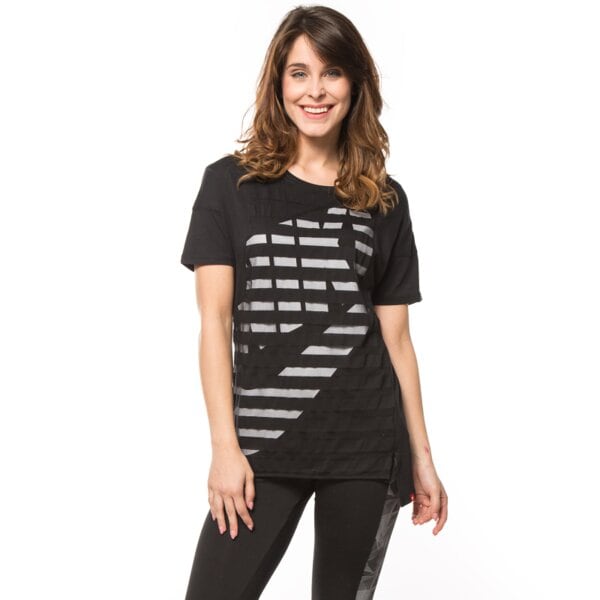 Koszulka damska NIKE T-SHIRT TEE-STRIPE 726080010 kolor czarny