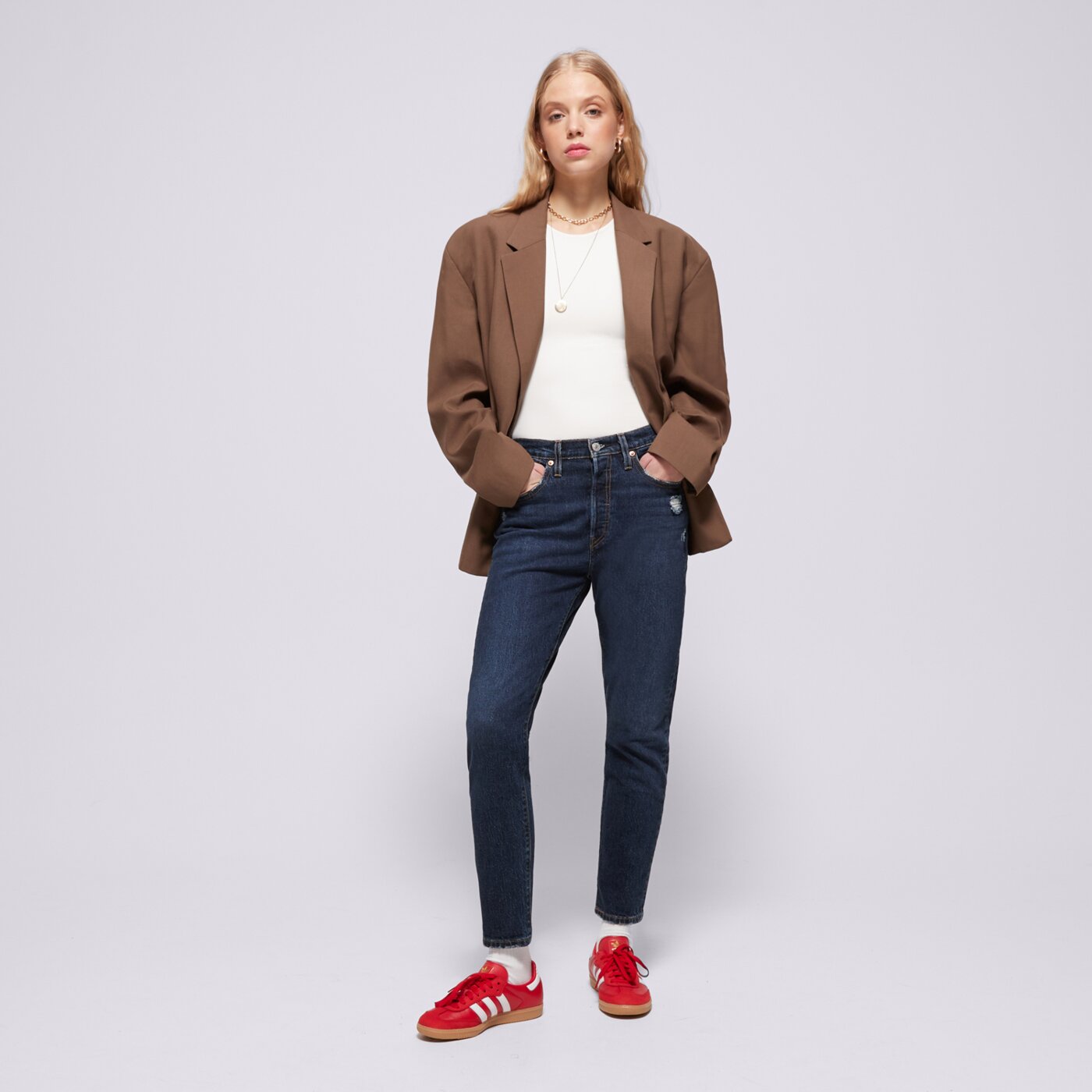 Spodnie dresowe damskie LEVI'S SPODNIE 501 SKINNY 29502-0201 kolor granatowy