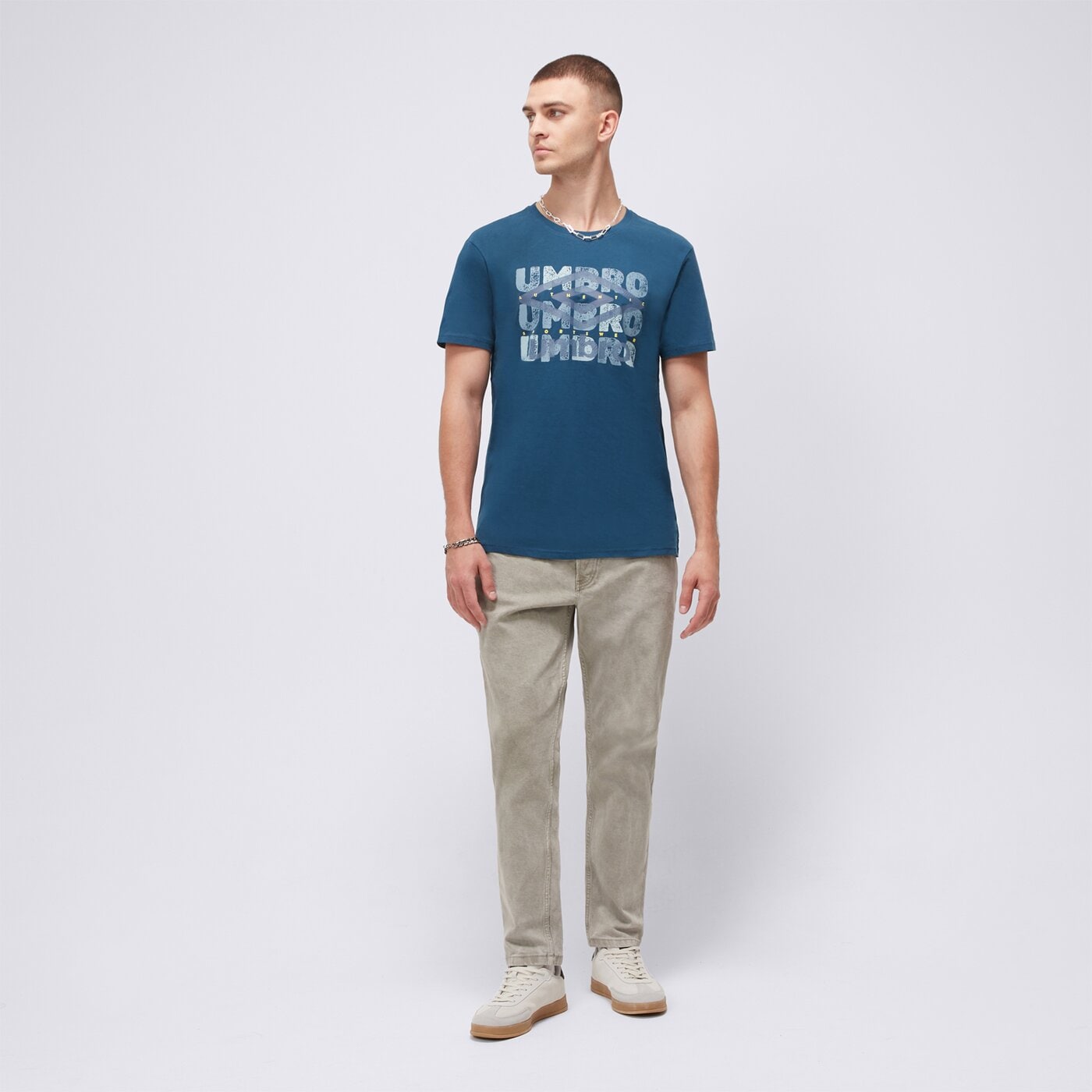 Koszulka męska UMBRO T-SHIRT ESS DOUBLE LOGO ul125tsm04002 kolor niebieski