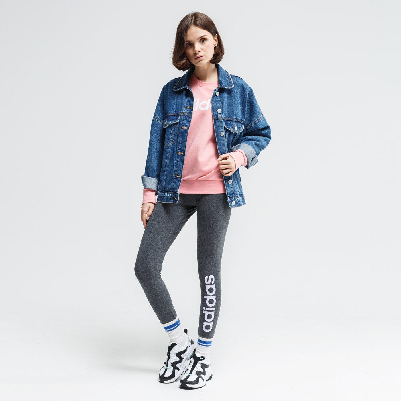 Spodnie dresowe damskie ADIDAS LEGGINGS W E LIN fm6689 kolor szary