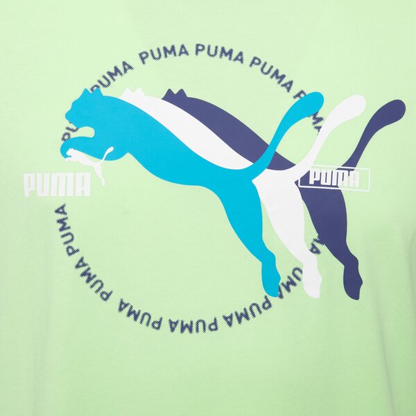 Koszulka męska PUMA T-SHIRT GRAPHICS MULTIPLE CAT LOGO 68482649 kolor zielony