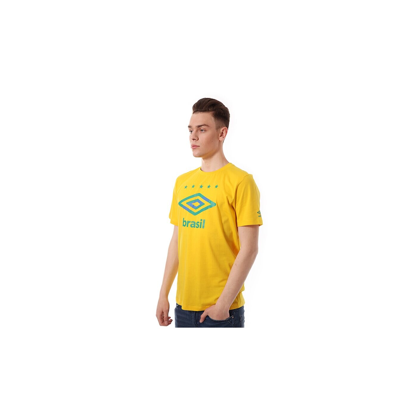 Koszulka męska UMBRO T-SHIRT 2014 TEE BRASIL FLAG LOGO 62342u3ao kolor żółty