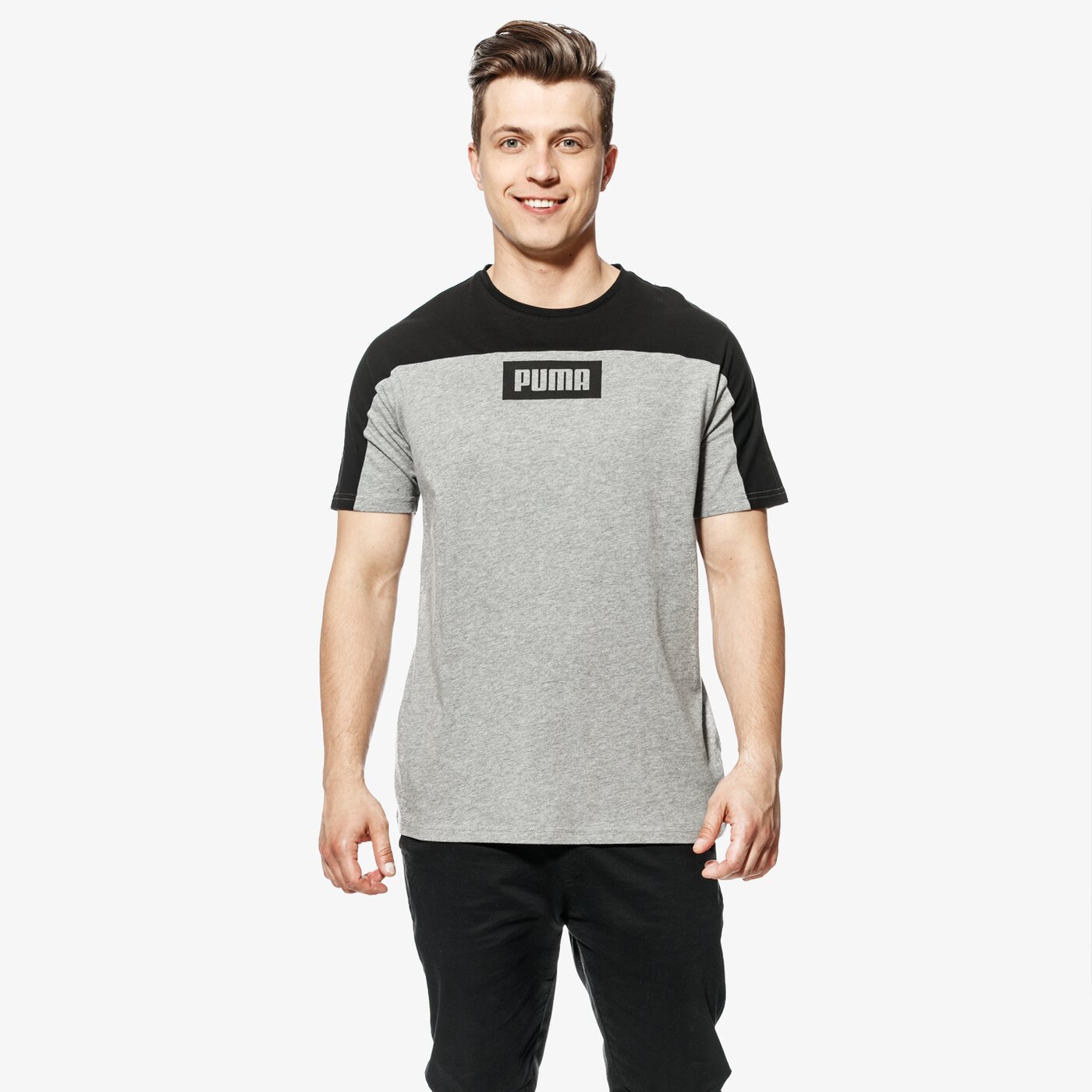 Koszulka męska PUMA T-SHIRT SS REBEL BLOCK 85009303 kolor szary