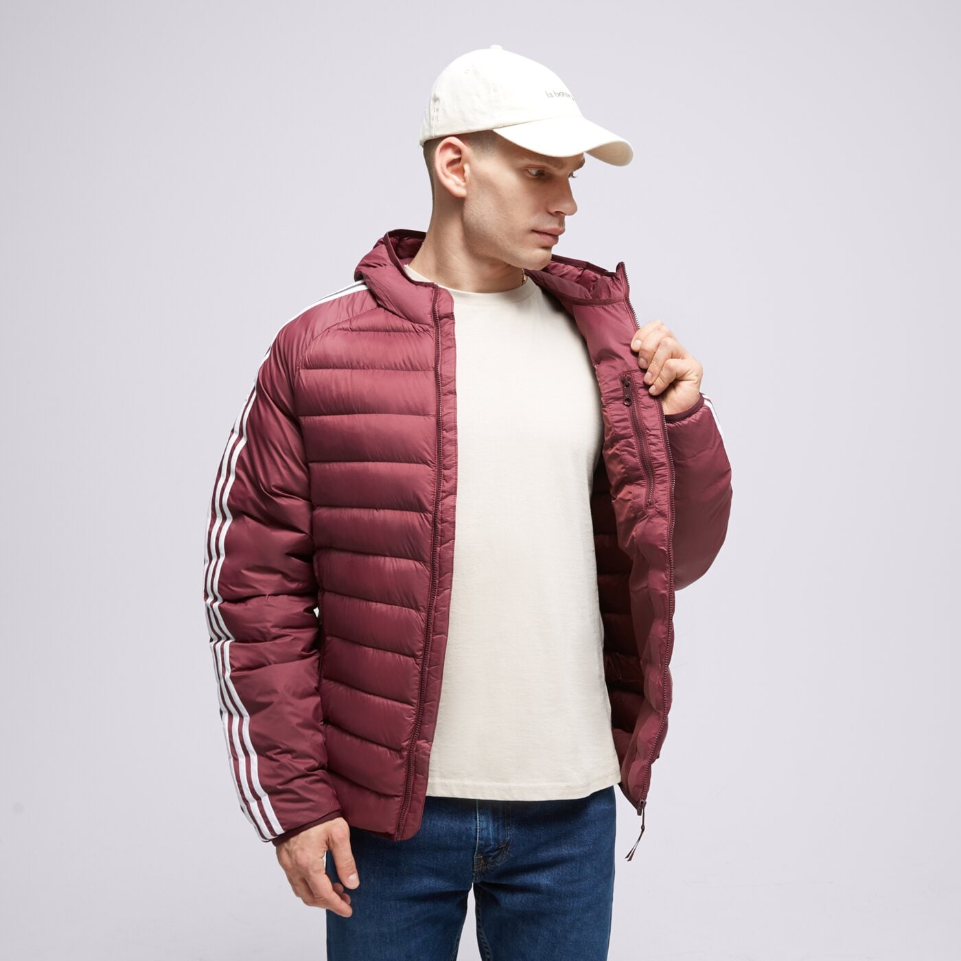 Kurtka zimowa męska ADIDAS KURTKA PUCHOWA PAD HOODED PUFF il2567 kolor bordowy