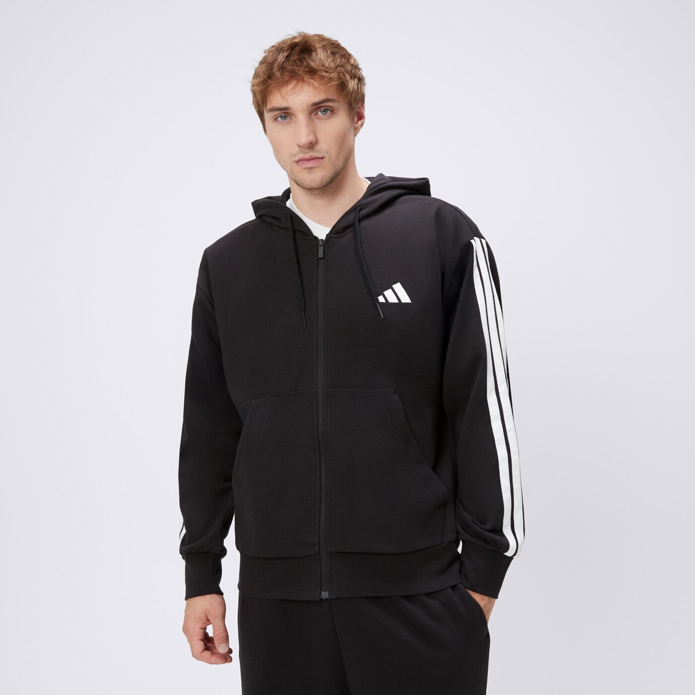 Bluza męska ADIDAS BLUZA Z KAPTUREM M 3S FL FZ HD jd1870 kolor czarny