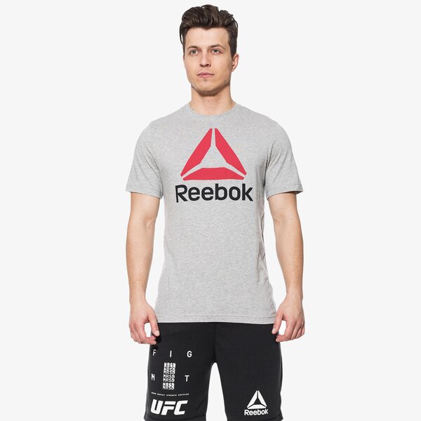 Koszulka męska REEBOK T-SHIRT SS QQR REEBOK STACKED cw5366 kolor szary